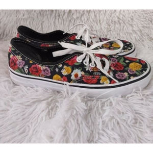 Vans Off The Wall Shoes Sneaker Skate Lace Up Floral Print Flats Womens Size 8